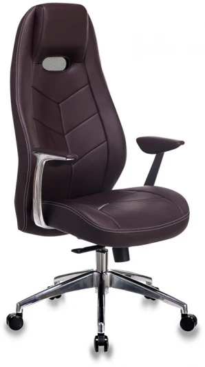 _ZEN/BROWN Кресло руководителя Бюрократ _Zen коричневый кожа крестовина алюминий