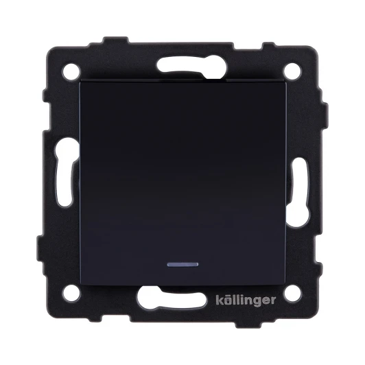 REA-R-015BK Выключатель 1-клавишный перекрестный 10А/250В с LED подсветкой, изогнутый, черный Kollinger REA-R-015BK для Aspekt, Eleganz, Reflex