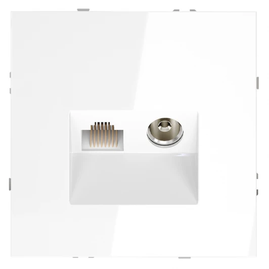 VLS060701 Розетка телевизионная встраиваемая TV+RJ45 Voltum S70 VLS060701 (белый глянцевый)