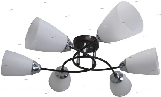 TC-990-806 WG Люстра потолочная Toscom Vimi, 6 плафонов, венге с хромом и белым