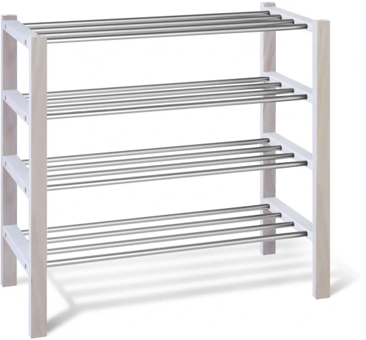 2956816801 Полка для обуви Альберо SHT-SR9-4 беленый/алюм.металлик Sheffilton 2956816801