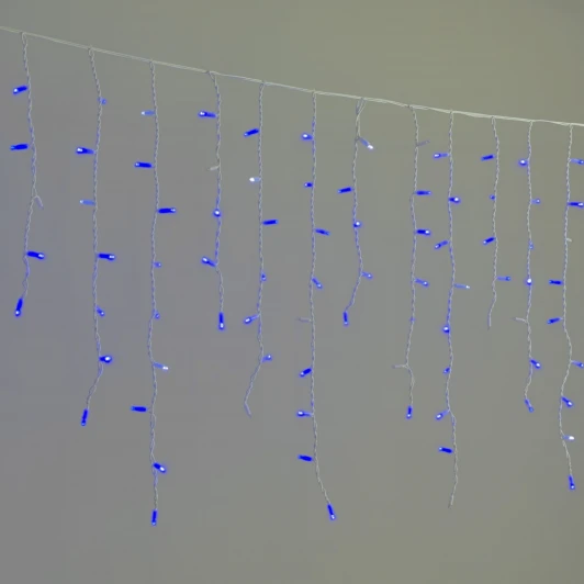 LL168BLW-8-2B Гирлянда Бахрома 3,2 x 0,9 м синяя с мерцанием белого диода 220В, 168 LED, провод белый каучук, IP65 Laitcom LL168BLW-8-2B