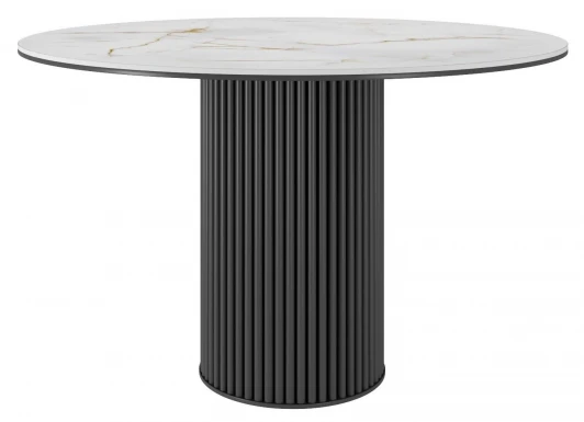 00-00075272 Стол DikLine AKR120 Керамика глянец Ostra Bianco/подстолье черное/опоры черные (2 уп.) арт.00-00075272