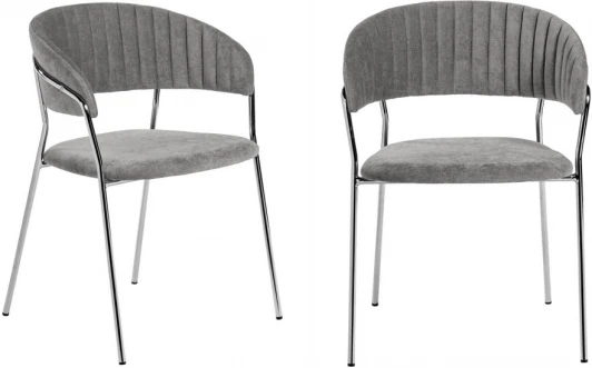 FR 0860P Комплект из 2-х стульев Bradexhome Turin серый вельвет с хромированными ножками