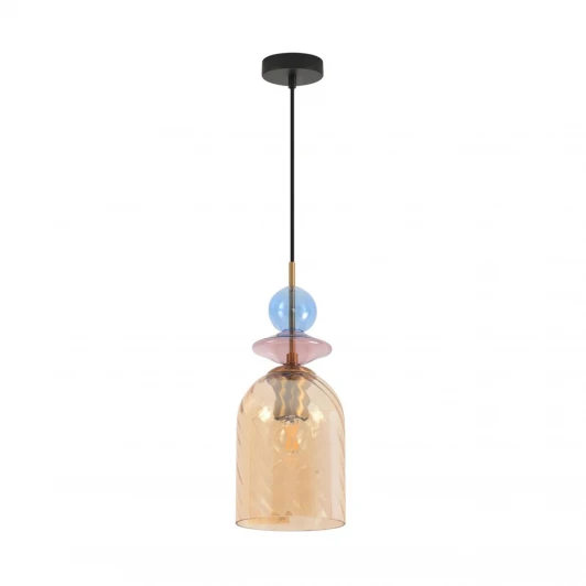 8298/1A Подвесной светильник со стеклянным декором Lumion Irime 8298/1A бронза/амбер/розовый/голубой, металл/стекло E27 1*40W 220V (на проводе)