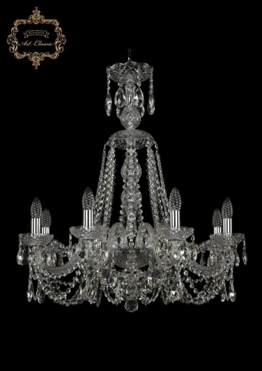 11.11.8.240.XL-74.Cr.Sp Подвесная люстра Art Classic 11.11 11.11.8.240.XL-74.Cr.Sp (220V, хрусталь, на цепи, подсвечник, свеча)