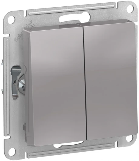 ATN000365 Выключатель встраиваемый двухклавишный (алюминий) Systeme Electric AtlasDesign ATN000365