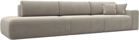 121347 Диван прямой Лига-036 НПБ Модерн Лонг подлокотник справа (Бежевый/Микровельвет) Лига Диванов арт.121347