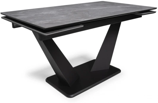532395 Керамический стол Woodville Кели 140(200)х80х76 серый мрамор / черный 532395