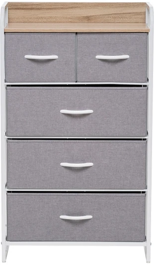 2500000183454 Комод Ноа 5 ящ., Каркас Белый, Светло-серый 2500000183454 Leset