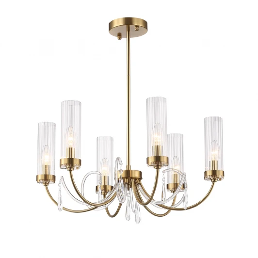 SL1400.303.06 Потолочная люстра на штанге ST Luce Иллюмиа SL1400.303.06 латунь/латунь прозрачный E14 6*40W