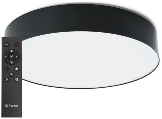 48066 Светодиодный управляемый потолочная светильник Feron AL6200 48066 “Simple matte” тарелка 60W 3000К-6500K черный