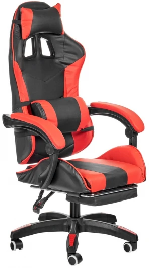 FR 0677 Игровое кресло Alfa Pro с подножкой, чёрный красный