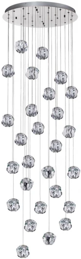 5084/120L Потолочная каскадная люстра Odeon Light Jemstone 5084/120L хром/прозрачный/металл/акрил LED 120W 4000K 6000Лм (220V, на проводе)