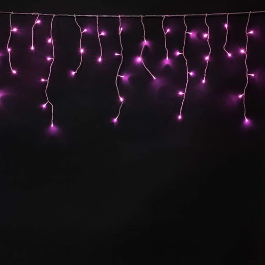 ECC100-10-8BP Гирлянда Бахрома на Батарейках 3 х 0,5 м Фиолетовая, 100 LED, Провод Прозрачный Силикон, IP65