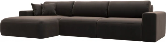 121394L Диван угловой Лига-036 НПБ Классик Лонг левый угол (Коричневый/Велюр) Лига Диванов арт.121394L