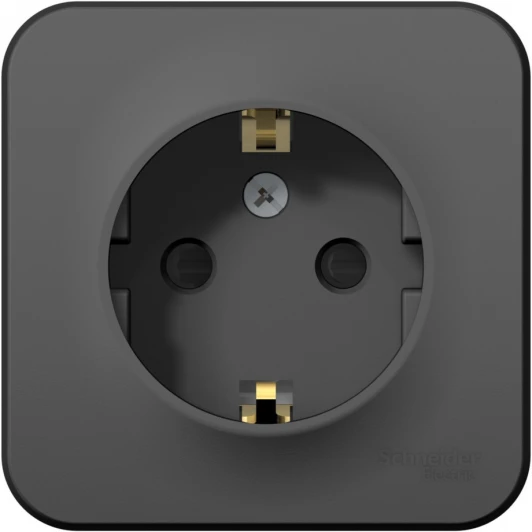 BLNRA011116 Розетка накладная с заземлением и шторками (антрацит) Systeme Electric Blanca BLNRA011116