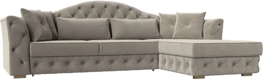 121594 Диван угловой Артис правый угол (Бежевый/Микровельвет) Лига Диванов арт.121594