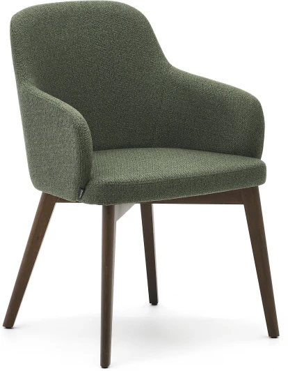 181608 Стул Nelida из зеленой синели с ножками в темной отделке La Forma (ex Julia Grup) арт.181608