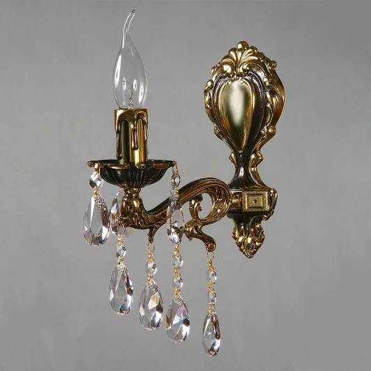 2128/1 PB Tear Drop Бра Ambiente by Brizzi Leon 2128/1 PB Tear Drop (220V, хрусталь Asfour, подвески, подсвечник, свеча)