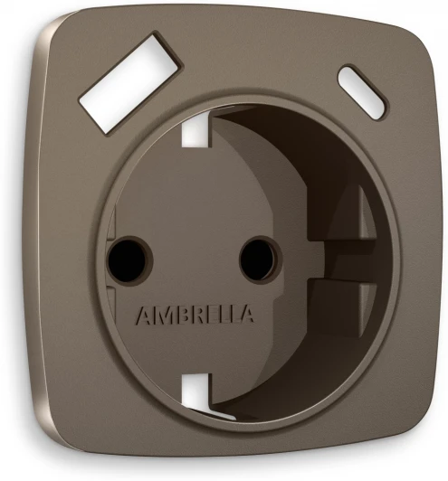 OP6400 Лицевая панель Ambrella Volt OMEGA (Темная бронза матовый) для электрической розетки с заземлением со шторками 2USB A+C QUANT OP6400
