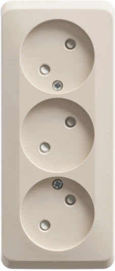 PA16-010K Розетка накладная тройная без заземления со шторками (кремовый) Systeme Electric Etude PA16-010K