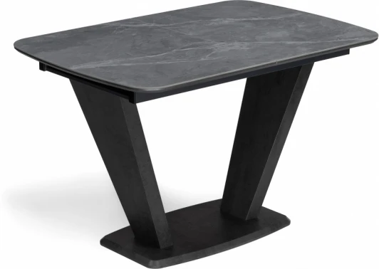 588012 Стол на тумбе Петир (Петир 120(160)х80х75 larka grey / черный) Woodville арт.588012