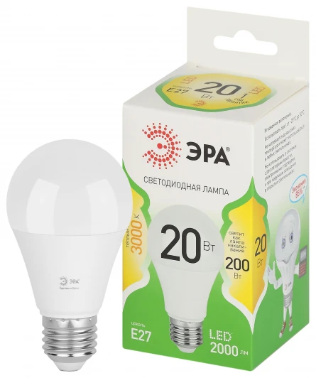 LED A60-20W-830-E27 GL Лампочка светодиодная E27 20W ЭРА LED A60-20W-830-E27 GL
