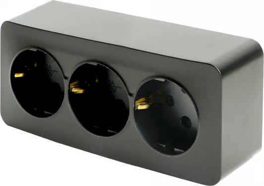 49502 Розетка тройная с заземлением (черный матовый) Stekker София 49502