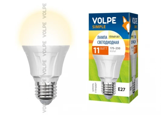 LED-A60-11W/WW/E27/FR/S картон Лампочка светодиодная шар белая E27 11W 3000K Volpe LED-A60-11W/WW/E27/FR/S