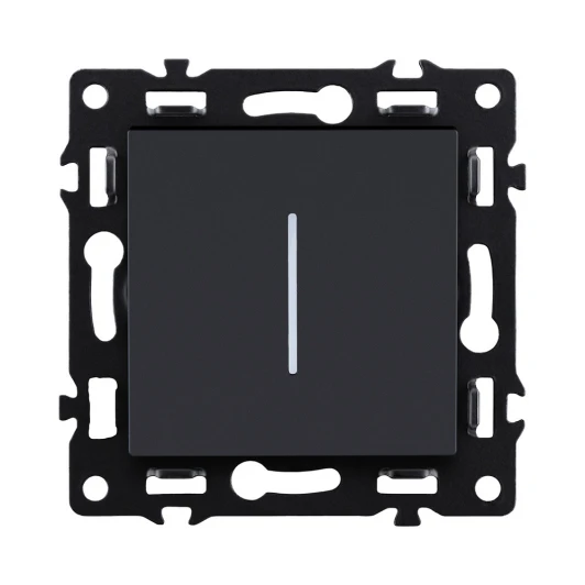 AS-012BK Выключатель кнопочный 1-клавишный 10А/250В с LED подсветкой, черный Kollinger Asthetik AS-012BK