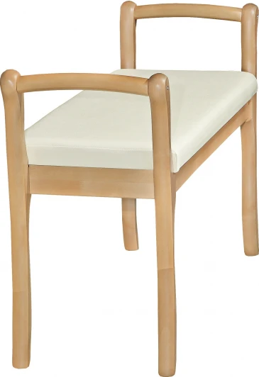 007571 Скамья для прихожей с подлокотниками мягкая, экокожа крем, каркас бук от фабрики Mebelik