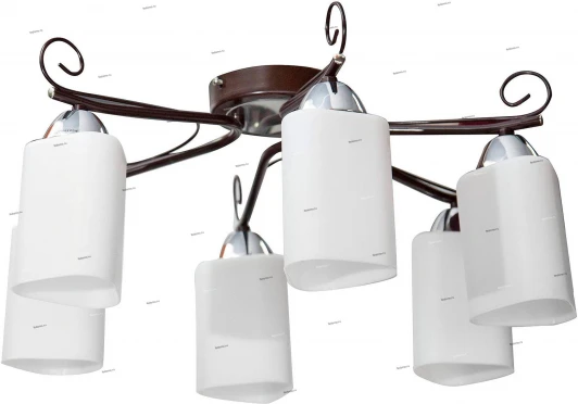 TC-400-306 WG Люстра потолочная Toscom Catrin, 6 плафонов, венге с хромом и белым