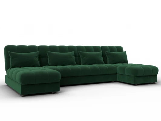 137328 Диван П-образный Лига-116 НПБ (ДСП,ЛДСП,Велюр/Зеленый) Лига Диванов 137328
