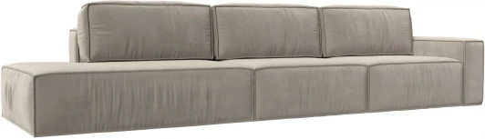 121745 Диван прямой Прага Модерн Лонг подлокотник справа (Бежевый/Микровельвет) Лига Диванов арт.121745