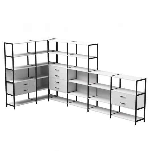 254ST18W39005 Набор стеллажных систем №18 Everprof EVO (ЭВО) 1635x3630x1840 Белый/Черный 254ST18W39005