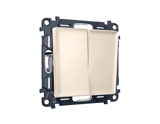 MA323030 Комплект механизма двухклавишного перекрестного выключателя встраиваемый (бежевый матовый) Ambrella Volt QUANT MA323030