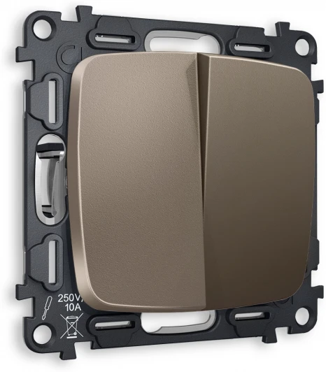 MO633020 Комплект механизма Ambrella Volt 2-клавишного проходного выключателя OMEGA MO633020 Темная бронза матовый QUANT