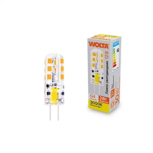 WSTD-JC-12V3W3KG4-S Светодиодная лампа 3Вт 3000K G4 Wolta WSTD-JC-12V3W3KG4-S