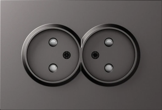 DE22645 Накладка для розетки 2-й без заземления, со шторками 16A 250 В~, матовый титан Donel A07 DE22645