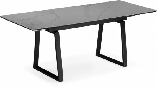 612901 Керамический стол Notta Джек 140(200)х80 серый мрамор larka grey / черный арт.612901