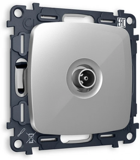 MO413010 Комплект механизма Ambrella Volt TV розетки оконечной OMEGA MO413010 Серебро глянец 50-870 MHz 1dB QUANT