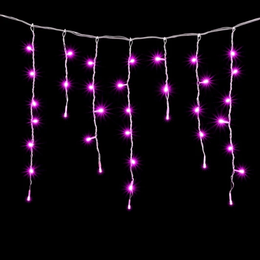 PIL150-10-2P Гирлянда Бахрома 3,1 x 0,5 м Розовая 220В, 150 LED, Провод Прозрачный ПВХ, IP54