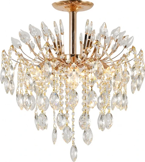 2104/5P Gold Потолочная люстра на штанге Escada Dimosari 2104/5P Gold 5x40Вт E14, металл/хрусталь, золото/прозрачный (220V)