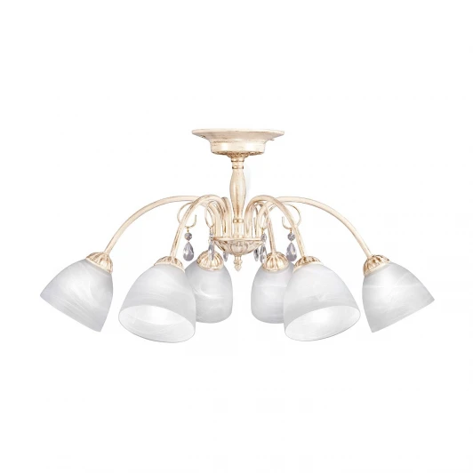 S9131-6 Люстра потолочная Day&Night, 6 плафонов, бежевый с золотом, белым и прозрачным