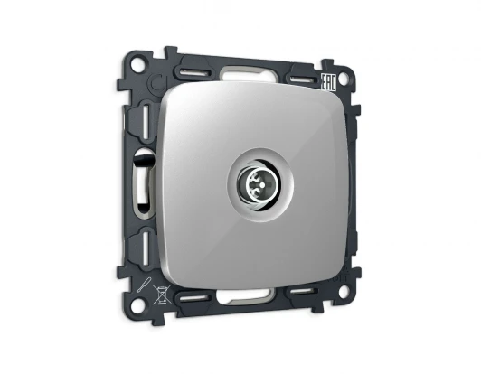 MO413005 Комплект механизма ТВ-розетки оконечной экранированной встраиваемый (серебро глянец) Ambrella Volt QUANT MO413005