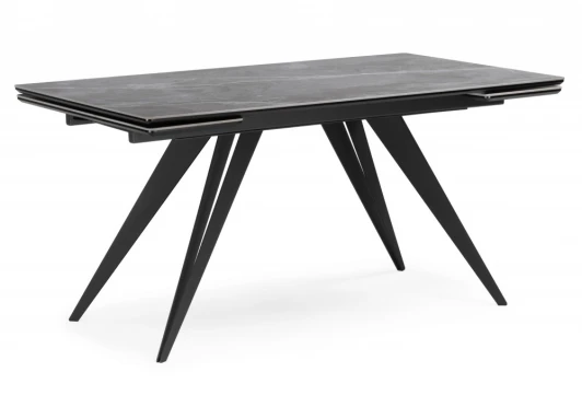 625987 Кухонный стол Notta Дарвин 160(220)х89 серый мрамор larka grey / черный