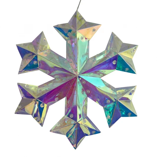 ULD-R512 3АА SNOWFLAKE Светильник декоративный «Снежинка», на батарейках 3AA (не в/к). 100 светодиодов, цвет корпуса радужный Uniel ULD-R512 3АА SNOWFLAKE