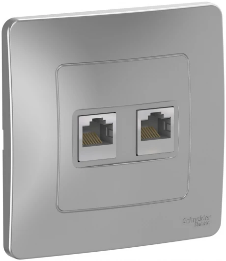 BLNIS045453 Розетка встраиваемая двойная Ethernet RJ-45 (алюминий) Systeme Electric Blanca BLNIS045453