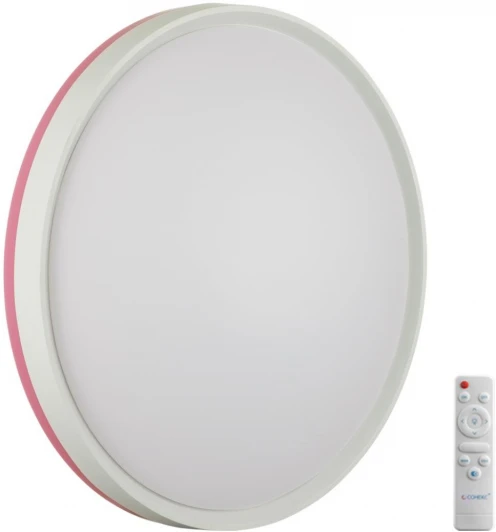 7708/EL Настенно-потолочный светильник Sonex Kezo Pink 7708/EL пластик/розовый LED 70Вт 3000-6000К D500 IP43 пульт ДУ (220V, круглые)